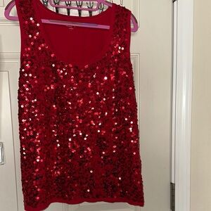 LOFT Red Sequin Tank Top